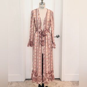 FOREVER 21 NWOT Sheer chiffon boho duster robe in a vintage print size SMALL